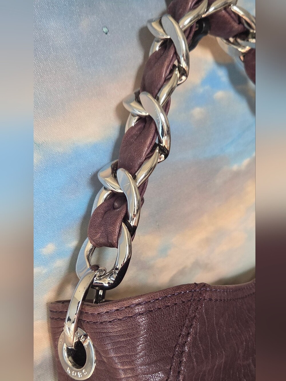 Low Start MICHAEL Michael Kors Deep Plum Pebbled Leather Shoulder Bag - Picture 4 of 16